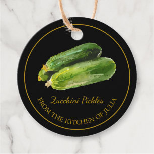 Eenvoudige zelfgemaakte courgette augurken hangen  bedankjes labels