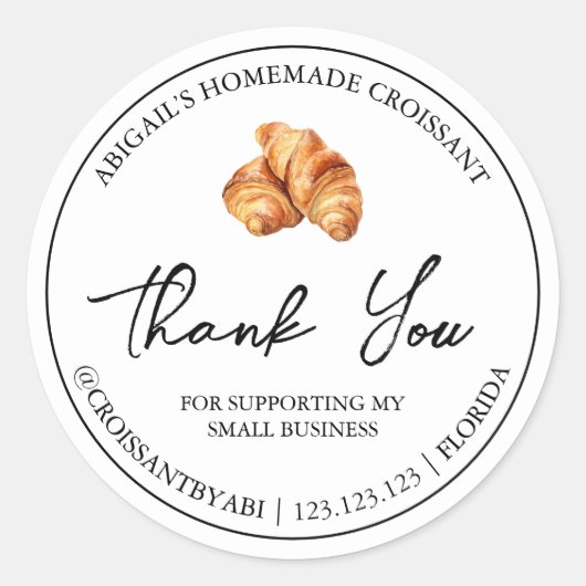 Eenvoudige zelfgemaakte croissant dank u label (Voorkant)