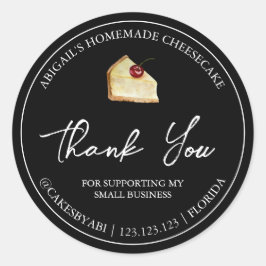 Eenvoudige zelfgemaakte dessert cheesecake dank u  ronde sticker