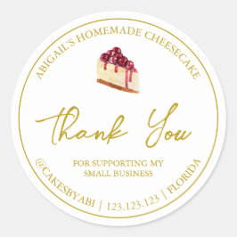 Eenvoudige zelfgemaakte dessert cheesecake dank u  ronde sticker