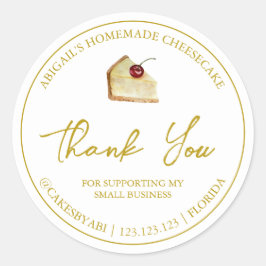 Eenvoudige zelfgemaakte dessert cheesecake dank u  ronde sticker