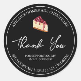 Eenvoudige zelfgemaakte dessert cheesecake dank u  ronde sticker