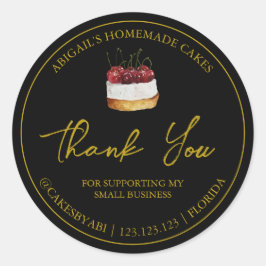 Eenvoudige zelfgemaakte dessertaart bedankje ronde sticker