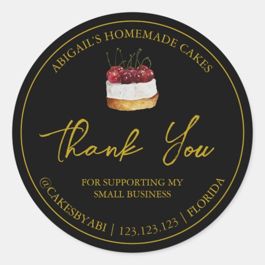 Eenvoudige zelfgemaakte dessertaart bedankje ronde sticker (Voorkant)