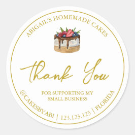 Eenvoudige zelfgemaakte dessertaart bedankje ronde sticker