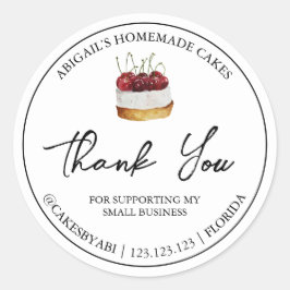 Eenvoudige zelfgemaakte dessertaart bedankje ronde sticker