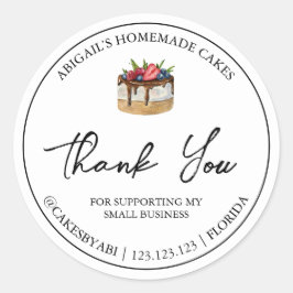 Eenvoudige zelfgemaakte dessertaart bedankje ronde sticker