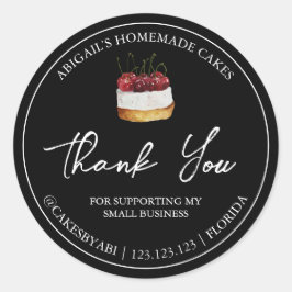 Eenvoudige zelfgemaakte dessertaart bedankje ronde sticker