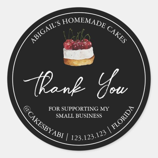Eenvoudige zelfgemaakte dessertaart bedankje ronde sticker (Voorkant)