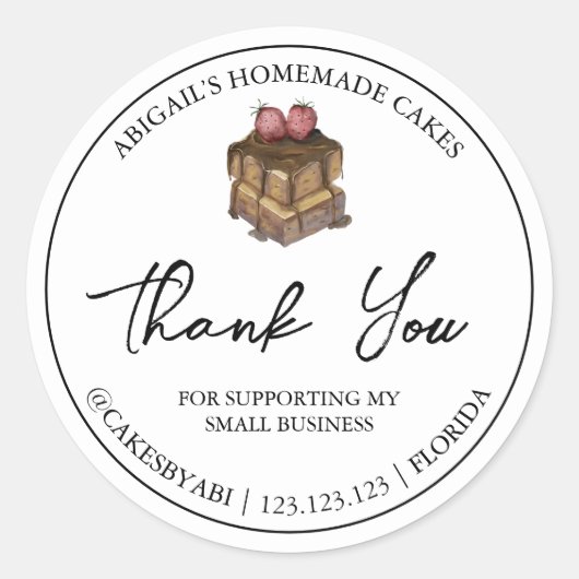 Eenvoudige zelfgemaakte dessertaart bedankje ronde sticker (Voorkant)