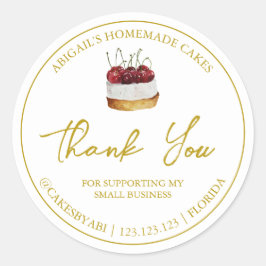 Eenvoudige zelfgemaakte dessertaart bedankje ronde sticker