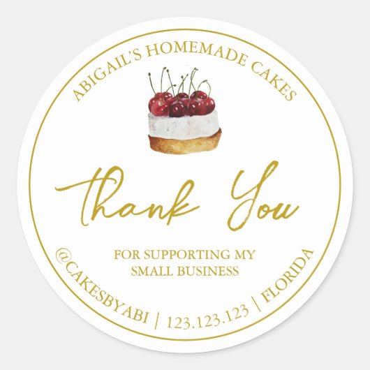 Eenvoudige zelfgemaakte dessertaart bedankje ronde sticker (Voorkant)