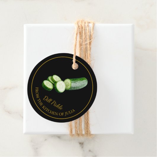 Eenvoudige zelfgemaakte dille augurk komkommer han bedankjes labels (In situ)