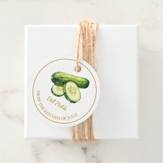 Eenvoudige zelfgemaakte dille augurk komkommer han bedankjes labels (In situ)