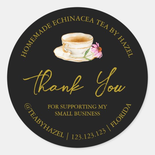 Eenvoudige zelfgemaakte Echinacea thee bedankt lab Ronde Sticker (Voorkant)