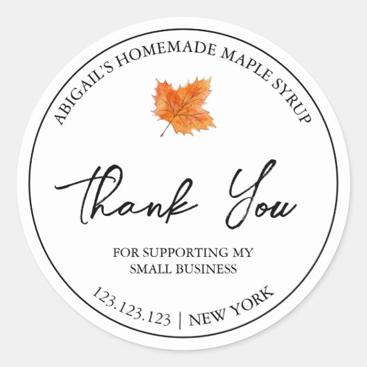 Eenvoudige zelfgemaakte esdoornsiroop dank u label (Voorkant)