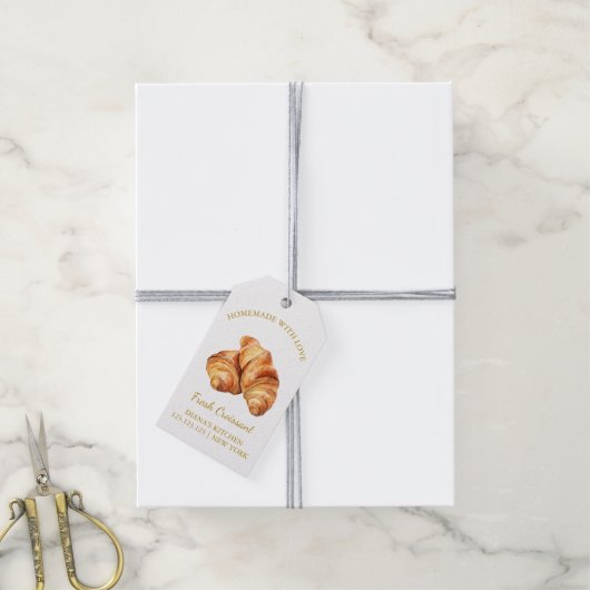 Eenvoudige zelfgemaakte Fresh Croissant Hang Label Cadeaulabel (Met Touw)