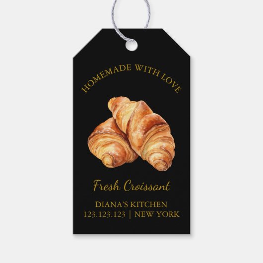 Eenvoudige zelfgemaakte Fresh Croissant Hang Label Cadeaulabel (Voorkant)