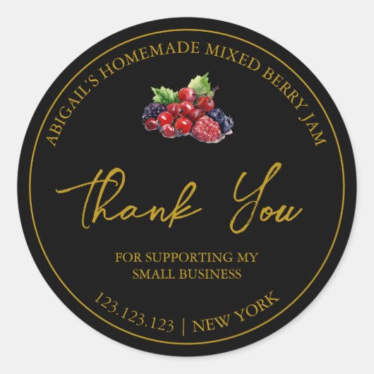 Eenvoudige zelfgemaakte Gemengde Berry Jam Dank u  Ronde Sticker (Voorkant)