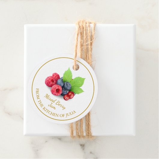 Eenvoudige zelfgemaakte Gemengde Berry Jam Hang La Bedankjes Labels (In situ)