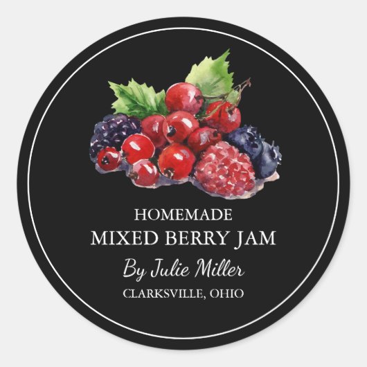 Eenvoudige zelfgemaakte gemengde Berry Jam Label (Voorkant)