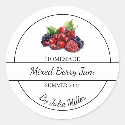 Eenvoudige zelfgemaakte gemengde Berry Jam Label (Voorkant)