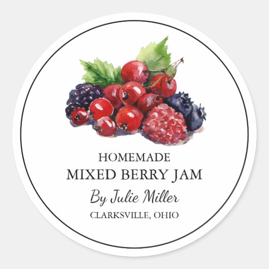 Eenvoudige zelfgemaakte gemengde Berry Jam Label (Voorkant)
