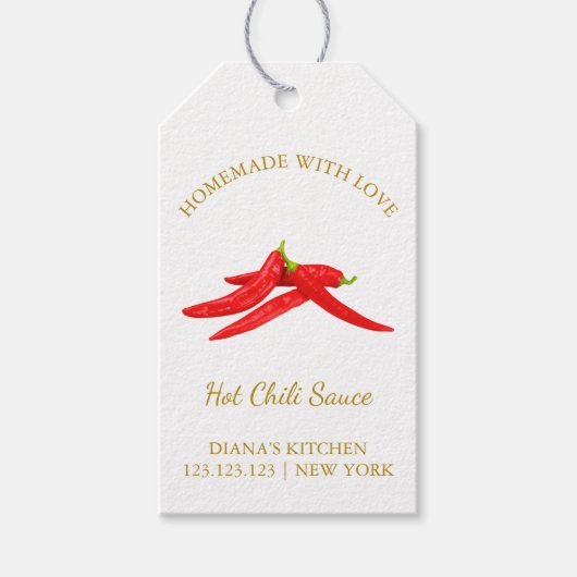 Eenvoudige zelfgemaakte Hot Chili Sauce Hang Label Cadeaulabel (Voorkant)