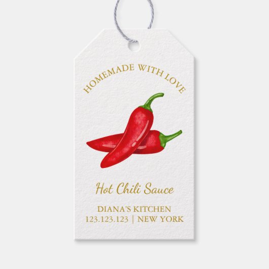 Eenvoudige zelfgemaakte Hot Chili Sauce Hang Label Cadeaulabel (Voorkant)