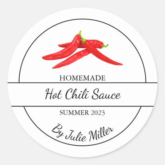 Eenvoudige zelfgemaakte Hot Chili Sauce Label (Voorkant)