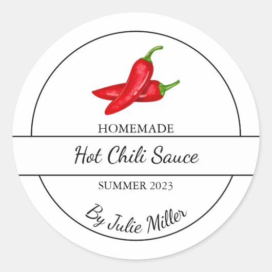 Eenvoudige zelfgemaakte Hot Chili Sauce Label (Voorkant)