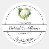 Eenvoudige zelfgemaakte ingelegde bloemkool Label (Voorkant)