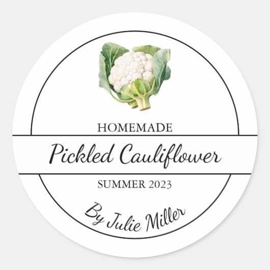 Eenvoudige zelfgemaakte ingelegde bloemkool Label (Voorkant)