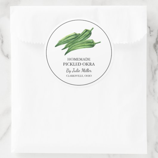 Eenvoudige zelfgemaakte ingelegde okra label (Tas)