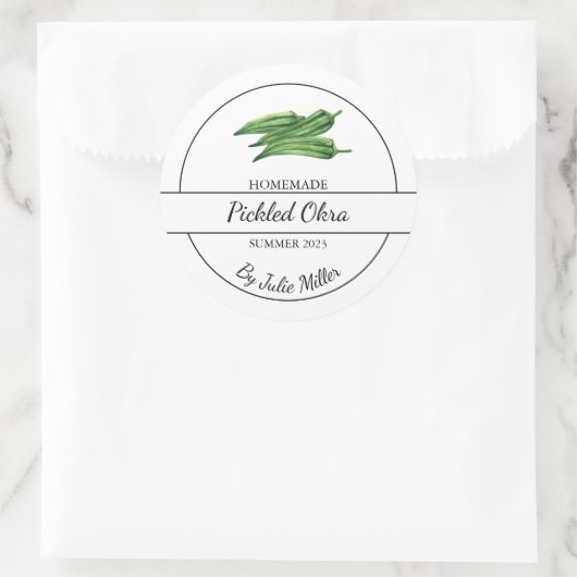 Eenvoudige zelfgemaakte ingelegde okra label (Tas)