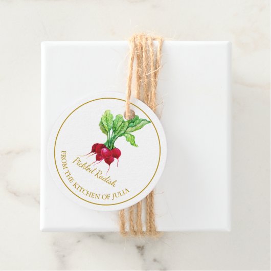 Eenvoudige zelfgemaakte ingelegde radijs hangen La Bedankjes Labels (In situ)