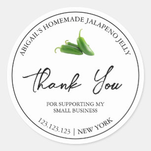 Eenvoudige zelfgemaakte Jalapeno Jelly Dank u Labe Ronde Sticker