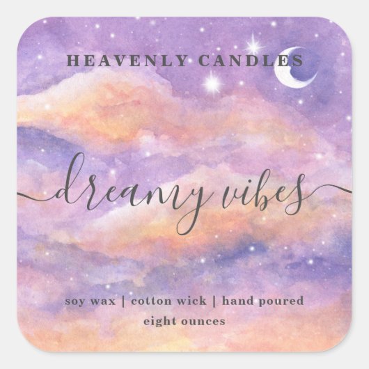 Eenvoudige zelfgemaakte kaars stickerlabels vierkante sticker (Voorkant)