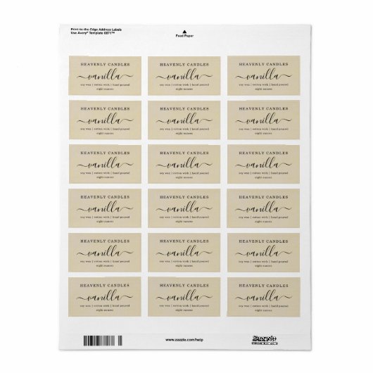 Eenvoudige zelfgemaakte kaarsen Sticker Labels (Full Sheet)