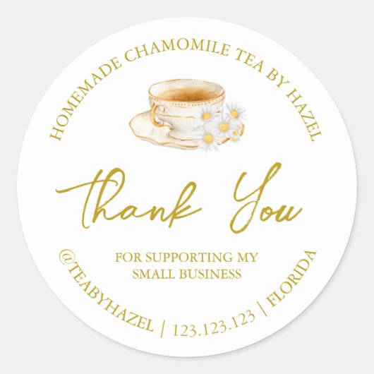 Eenvoudige zelfgemaakte kamille thee bedankt label (Voorkant)