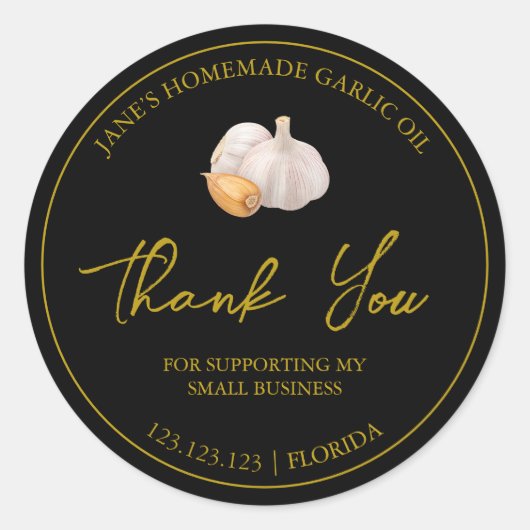 Eenvoudige zelfgemaakte knoflookolie dank u label (Voorkant)