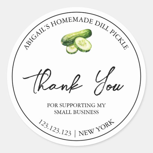 Eenvoudige zelfgemaakte komkommer augurk bedankt l ronde sticker (Voorkant)