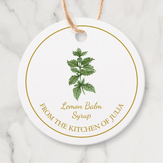 Eenvoudige Zelfgemaakte Lemon Balm Syrup Hang Labe Bedankjes Labels (Voorkant)