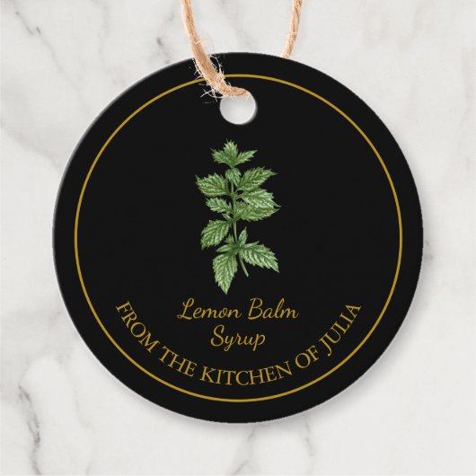 Eenvoudige Zelfgemaakte Lemon Balm Syrup Hang Labe Bedankjes Labels (Voorkant)