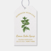 Eenvoudige Zelfgemaakte Lemon Balm Syrup Hang Labe Cadeaulabel (Voorkant)