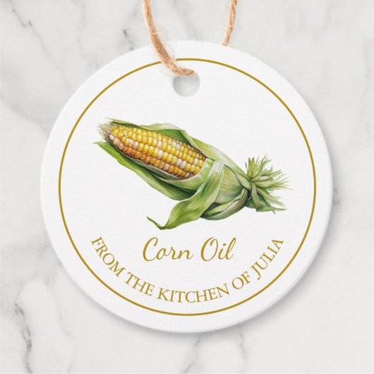 Eenvoudige zelfgemaakte maïsolie Hang Label l Wit (Voorkant)