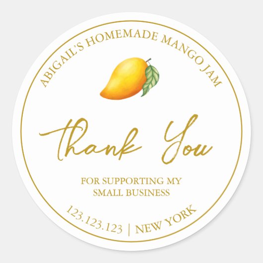 Eenvoudige zelfgemaakte Mango Jam Dank u Label (Voorkant)