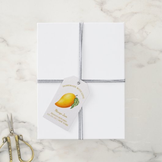 Eenvoudige zelfgemaakte Mango Jam Hang Label l Wit Cadeaulabel (Met Touw)
