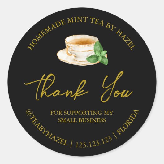 Eenvoudige zelfgemaakte Mint Thee Bedankt Label (Voorkant)