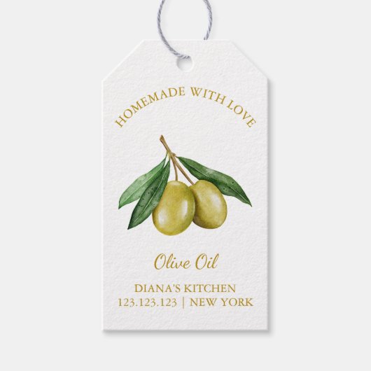 Eenvoudige zelfgemaakte Olijfolie Hang Label l Wit Cadeaulabel (Voorkant)